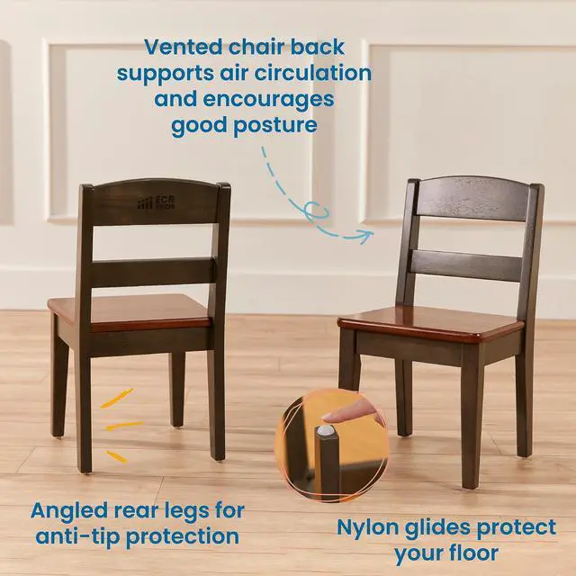 Alt view image 5 of 6 - Hideaway Table and Chair Set, Kids Furniture, Dark Walnut/Grey Wash, 3-Piece