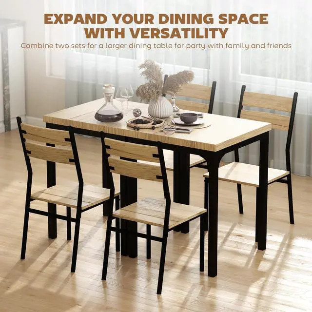 Alt view image 6 of 6 - Dining Table Set for 2, Dining Room Set, 3 Piece, Light Wood Grain | Modern Kitchen Table and Chairs, Breakfast Nook, Small Space, Apartment, Space Saving