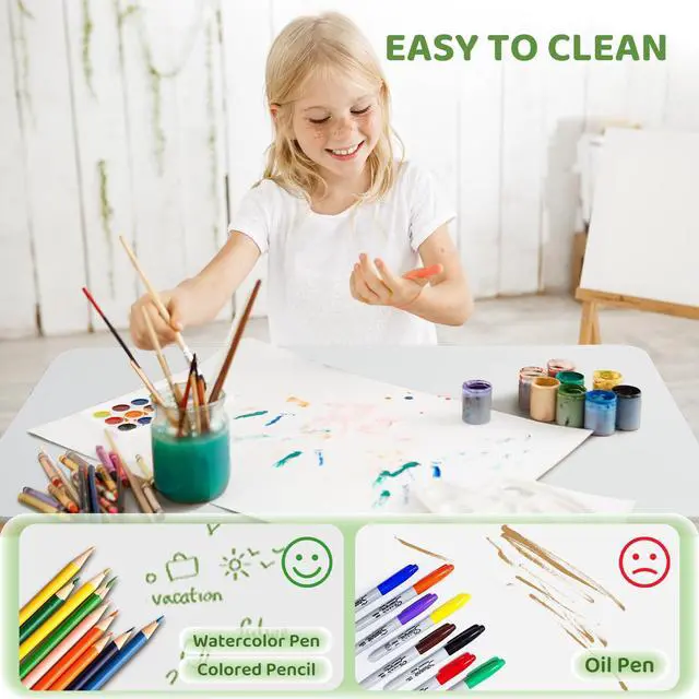 Alt view image 6 of 6 - Kids Table and Chairs with Storage, 6 Drawers Toddlers Table and Chair Set- Ideal for 3-8 Years Old, European Grade Wooden Kids Activity Table for Art Crafts and Study (White)