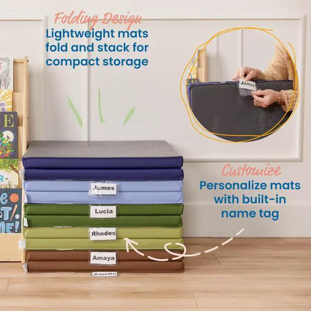 Alt view image 4 of 6 - SoftZone Folding Rainbow Rest Mats, Sleeping Pad, Earthtone, 5-Piece