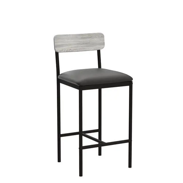 Alt view image 4 of 6 - Bar Stools Set of 2, Upholstered Bar Chairs with Back, 25.5 Inches Kitchen Bar Stools with Footrest, Thick Cushion, Counter Height Barstools for Island, Counter Bar, Easy Assembly, Rustic Grey