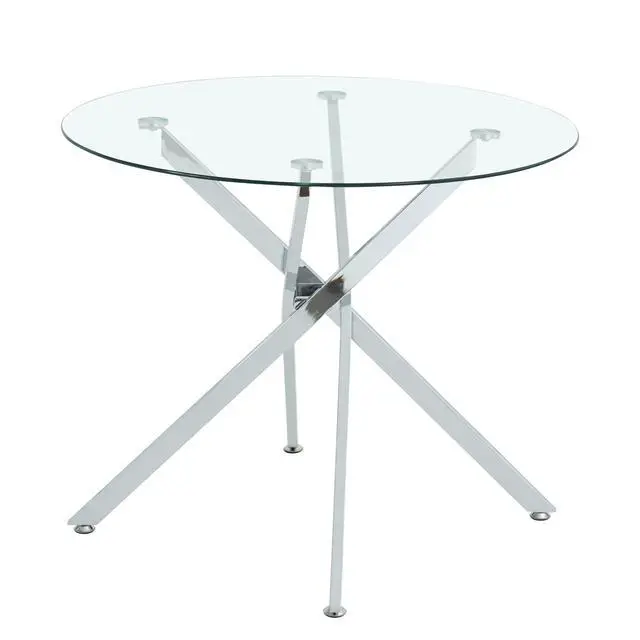 Alt view image 5 of 6 - Round Glass Dining Table Set for 2, Circle Glass Kitchen Table Set Small Dining Room Set with 2 Dining Chairs for Kitchen Dining Room