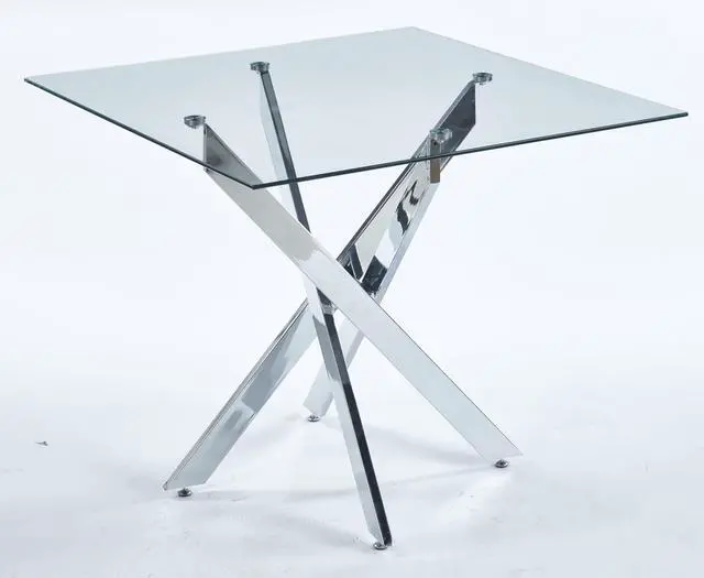 Alt view image 3 of 6 - Square Glass Dining Table Set for 2, Square Glass Kitchen Table Set Small Dining Room Set with 2 Dining Chairs for Kitchen Dining Room