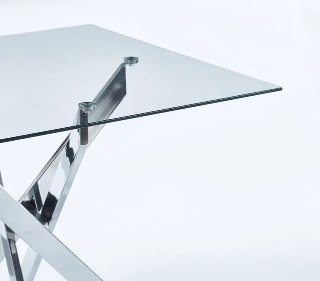 Alt view image 4 of 6 - Square Glass Dining Table Set for 2, Square Glass Kitchen Table Set Small Dining Room Set with 2 Dining Chairs for Kitchen Dining Room