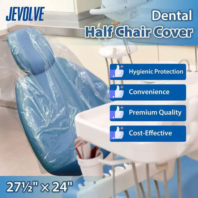 Alt view image 2 of 6 - 675 Pcs Half Dental Chair Covers 27.5x24 | Clear Dental Chair Covers Sleeve for Covering Chair | Waterproof Plastic Cover Sleeves to Cover Back and Headrest