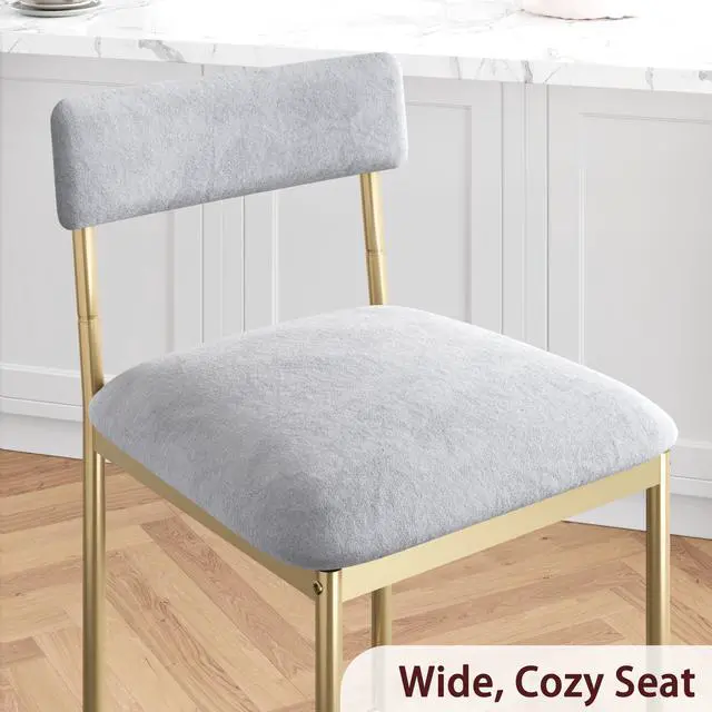 Alt view image 4 of 6 - Dining Table Set for 2, Kitchen Table and Upholstered Chairs for 2, 3 Piece Counter Height Bar Kitchen Table Set with 3 Storage Shelves for Small Space, Apartment, Velvet Gray and Gold White