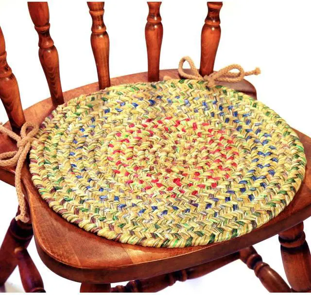 Main image of Sophia SO55 Sand Natural 15" x 15" Chair Pad Set-of-4 - Round Chair Cushion with Ties for Round Shaped Patios, Dining Room Seat - Seat Cushions, Ideal as Home Decor - Made in USA