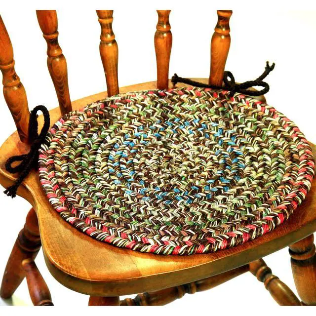 Alt view image 2 of 5 - Sophia SO55 Sand Natural 15" x 15" Chair Pad Set-of-4 - Round Chair Cushion with Ties for Round Shaped Patios, Dining Room Seat - Seat Cushions, Ideal as Home Decor - Made in USA