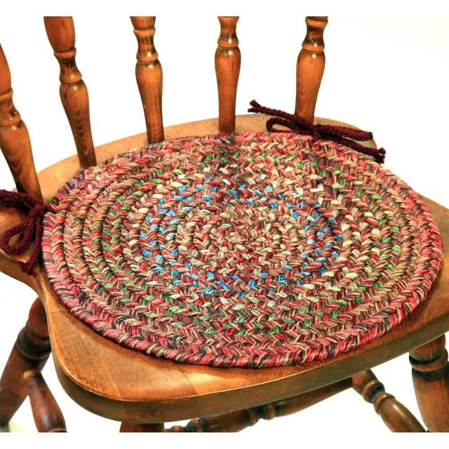 Alt view image 3 of 5 - Sophia SO55 Sand Natural 15" x 15" Chair Pad Set-of-4 - Round Chair Cushion with Ties for Round Shaped Patios, Dining Room Seat - Seat Cushions, Ideal as Home Decor - Made in USA