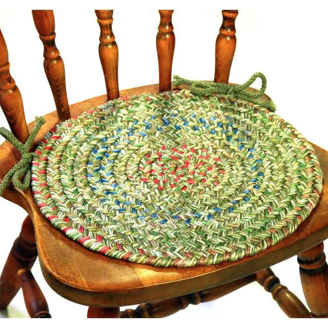 Alt view image 4 of 5 - Sophia SO55 Sand Natural 15" x 15" Chair Pad Set-of-4 - Round Chair Cushion with Ties for Round Shaped Patios, Dining Room Seat - Seat Cushions, Ideal as Home Decor - Made in USA
