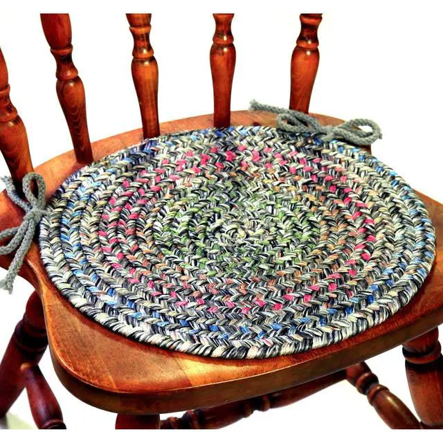 Alt view image 5 of 5 - Sophia SO55 Sand Natural 15" x 15" Chair Pad Set-of-4 - Round Chair Cushion with Ties for Round Shaped Patios, Dining Room Seat - Seat Cushions, Ideal as Home Decor - Made in USA