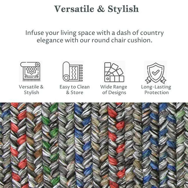 Alt view image 4 of 6 - Sophia SO85 Graphite Gray 15" x 15" Chair Pad Set-of-4 - Round Chair Cushion with Ties for Round Shaped Patios, Dining Room Seat - Seat Cushions, Ideal as Home Decor - Made in USA