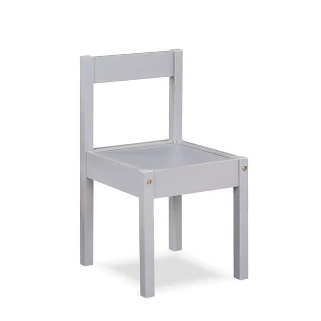 Alt view image 5 of 6 - 3-Piece Wood Dry Erase Kids Table & Chair Set, Gray Finish, Includes 2 Chairs, Durable Solid Wood Construction, 19 in Table, Safe for Children's Creativity and Play
