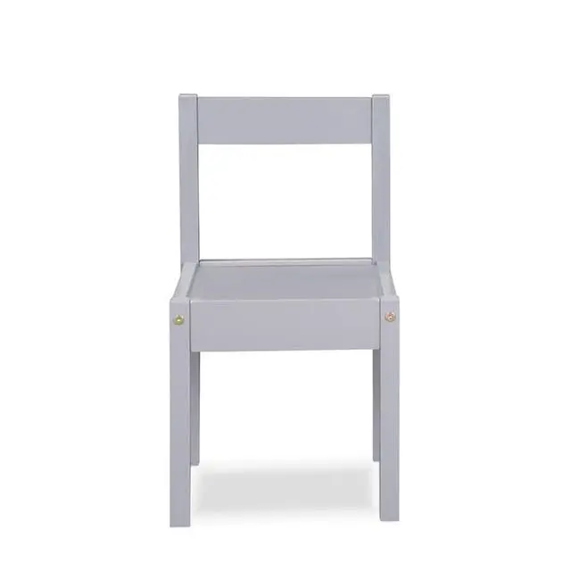 Alt view image 6 of 6 - 3-Piece Wood Dry Erase Kids Table & Chair Set, Gray Finish, Includes 2 Chairs, Durable Solid Wood Construction, 19 in Table, Safe for Children's Creativity and Play