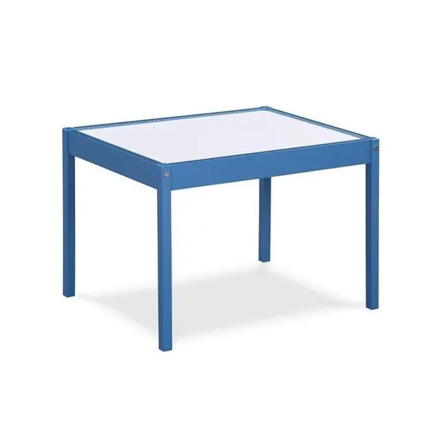 Alt view image 3 of 6 - 3-Piece Kids Wood Table & Chair Set, 19" x 25.25", Dark Blue Finish, Dry Erase Surface, Includes 2 Chairs, Solid Wood Construction, Durable Design for Playroom or Creative Activities