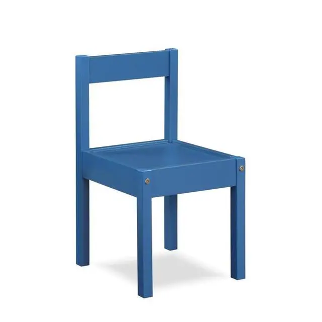 Alt view image 5 of 6 - 3-Piece Kids Wood Table & Chair Set, 19" x 25.25", Dark Blue Finish, Dry Erase Surface, Includes 2 Chairs, Solid Wood Construction, Durable Design for Playroom or Creative Activities