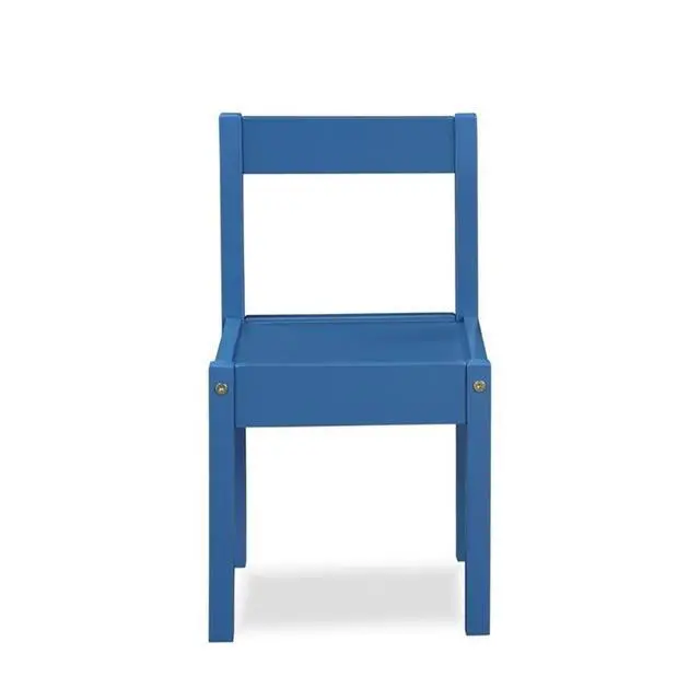 Alt view image 6 of 6 - 3-Piece Kids Wood Table & Chair Set, 19" x 25.25", Dark Blue Finish, Dry Erase Surface, Includes 2 Chairs, Solid Wood Construction, Durable Design for Playroom or Creative Activities