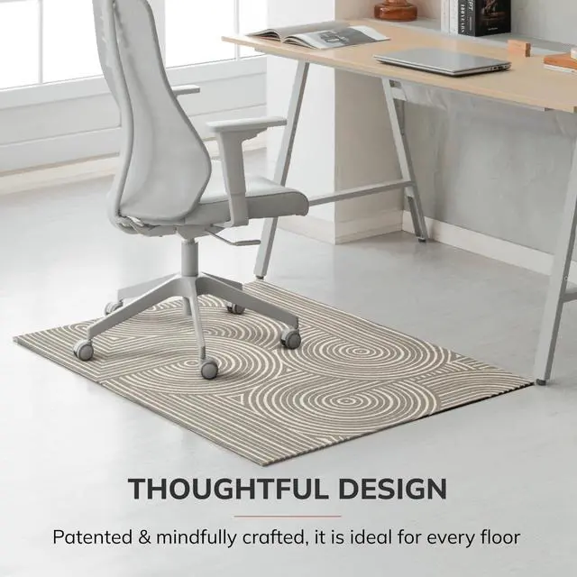 Alt view image 3 of 6 - Rug'd Office Chair Mat for Carpet & Hardwood Floor - Jacquard Woven, Anti-Slip Backing, Low Pile, Floor Protector Desk Chair Mat, Office Rugs for Rolling Chairs (Helsinki - 36" x 48")