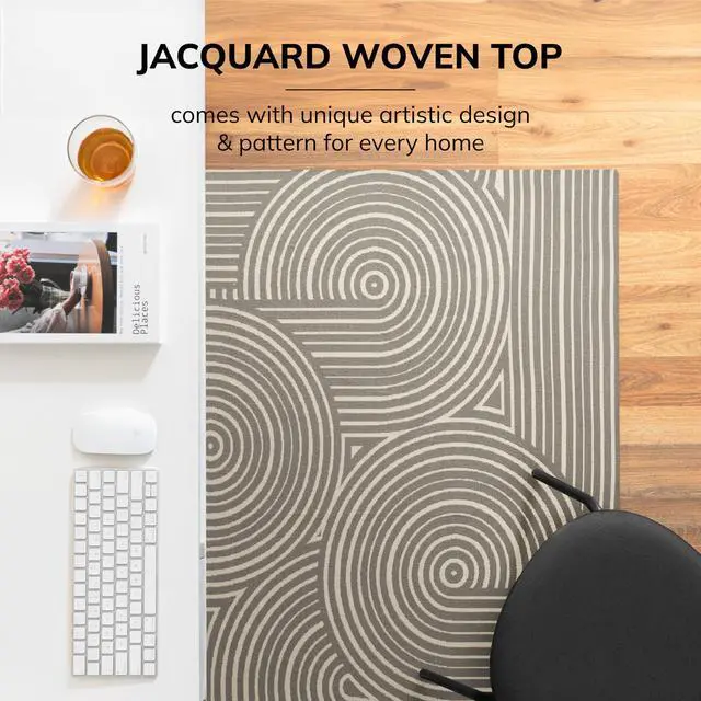 Alt view image 4 of 6 - Rug'd Office Chair Mat for Carpet & Hardwood Floor - Jacquard Woven, Anti-Slip Backing, Low Pile, Floor Protector Desk Chair Mat, Office Rugs for Rolling Chairs (Helsinki - 36" x 48")
