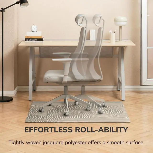 Alt view image 5 of 6 - Rug'd Office Chair Mat for Carpet & Hardwood Floor - Jacquard Woven, Anti-Slip Backing, Low Pile, Floor Protector Desk Chair Mat, Office Rugs for Rolling Chairs (Helsinki - 36" x 48")