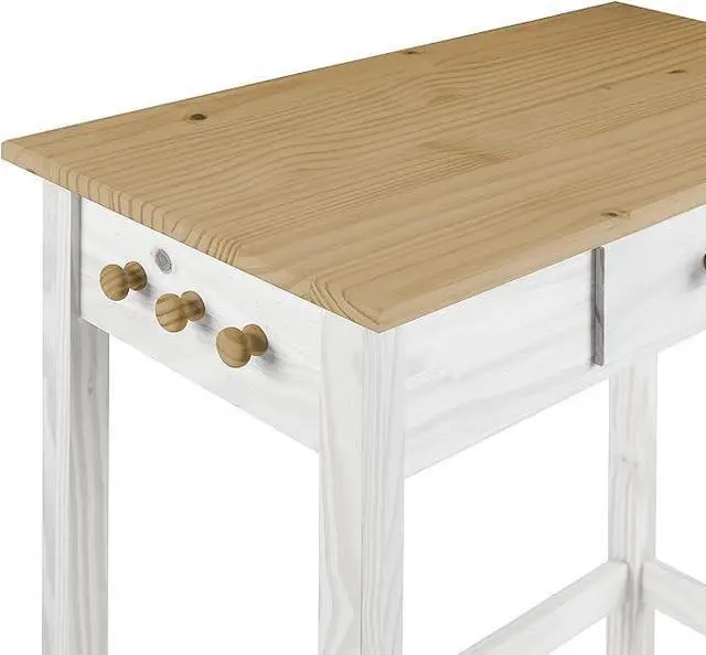 Alt view image 6 of 6 - Breakfast Table Set with Stools, Solid Wood Kitchen Table and 2 Stools, Space-Saving Dining Set for Small Spaces, Apartments, Kitchen and Dining Room