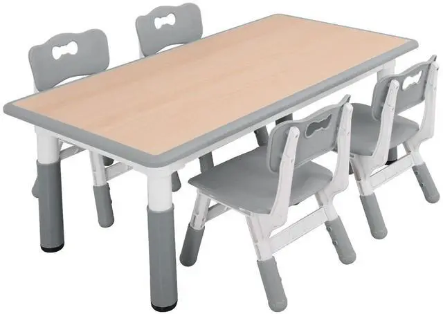 Main image of Kids Table and Chairs, Height Adjustable Toddler Table and Chair Set with 4 Chairs, Graffiti Desktop, Classroom/Daycare/Home, Children Multi-Activity Table for Ages 2-8