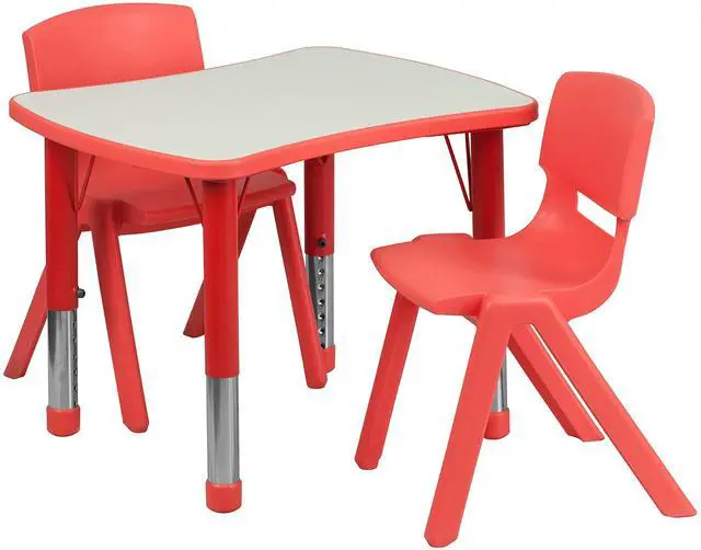Main image of 21.875" W x 26.625" L Red Plastic Activity Table Set-2 Chairs
