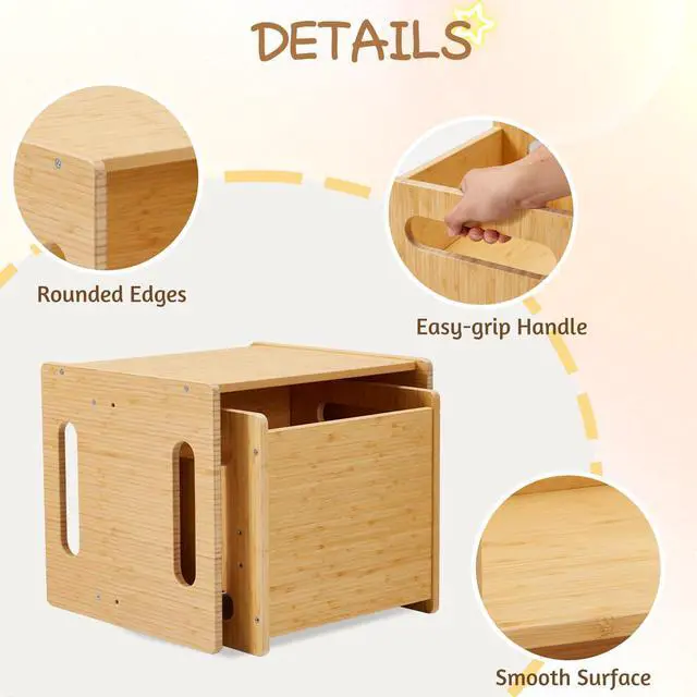 Alt view image 5 of 5 - Montessori Table and Chair Set,Bamboo Wood Weaning Table and Chair Set,Kids Montessori Furniture for Reading,Dining,Playing