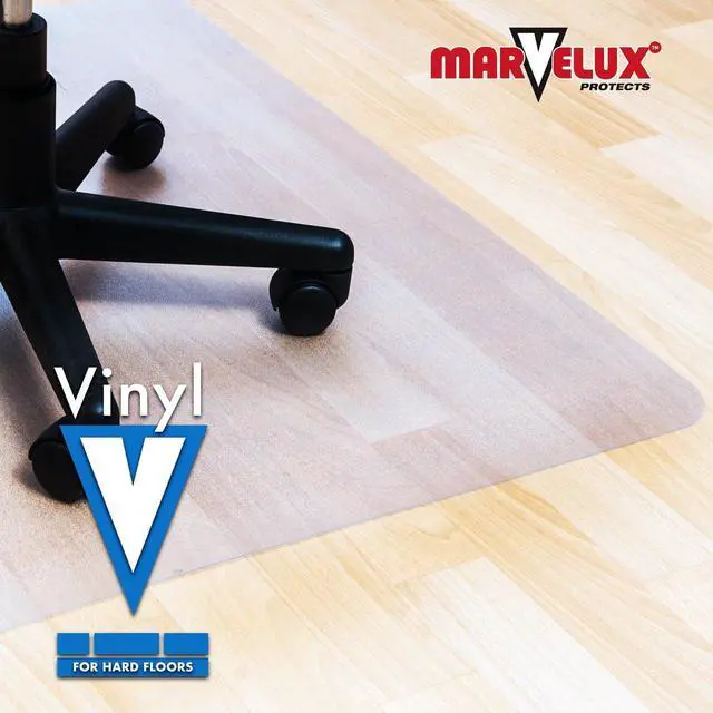 Alt view image 4 of 6 - Office Chair Mat for Hardwood Floors 36" x 48" Clear PVC Hard Floor Protector Mat for Under Desks, Rectangular Vinyl Floor Mat for Computer Desks and Gaming Chairs, Shipped Flat