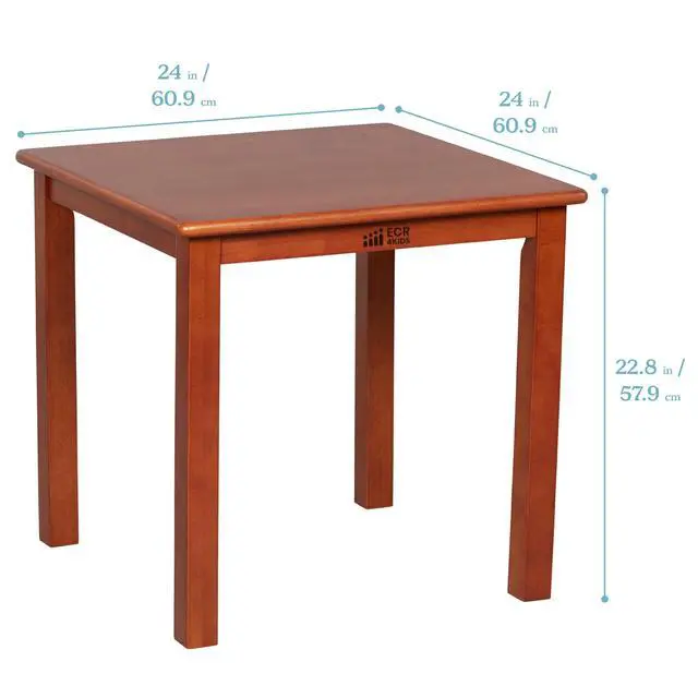 Alt view image 2 of 6 - 24in x 24in Hardwood Table and Chair Set, 12in Seat Height, Kids Furniture, Dark Walnut, 3-Piece
