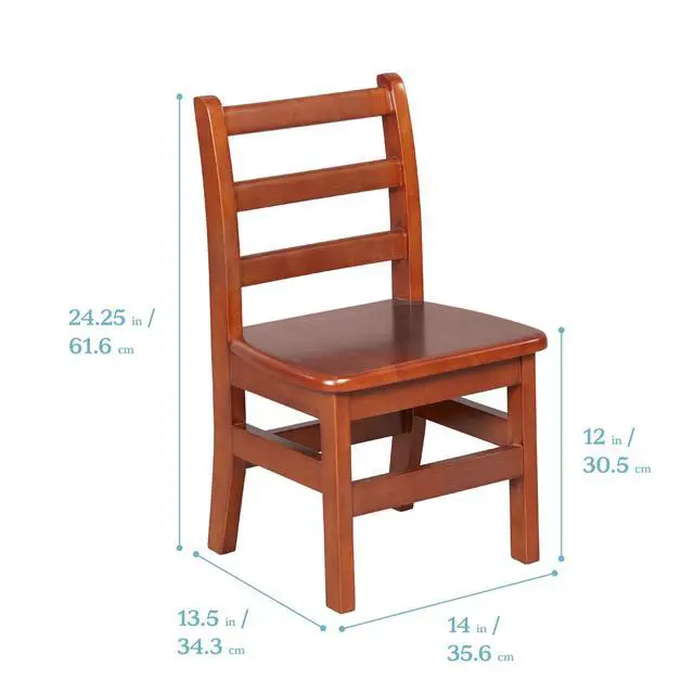 Alt view image 3 of 6 - 24in x 24in Hardwood Table and Chair Set, 12in Seat Height, Kids Furniture, Dark Walnut, 3-Piece