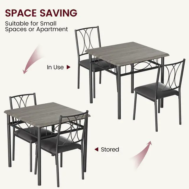 Alt view image 6 of 6 - Farmhouse Wooden Dining Table Set for 2, Square Kitchen Table with 2 Upholstered Chairs, 3 Piece Small Table and Chairs Set for Apartments, Studios, and Small Areas