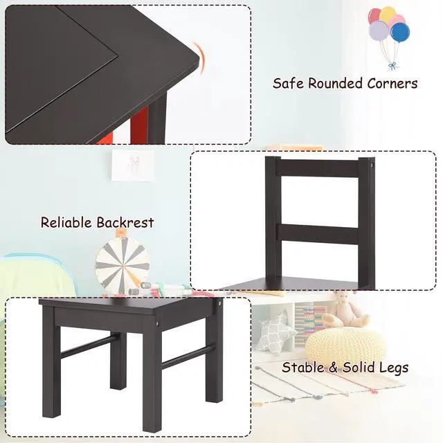 Alt view image 6 of 6 - Kids Table and Chairs, 2 in 1 Wooden Activity Desk w/Building Block Double-Sided Tabletop & 2 Large Storage Drawers, Toddler Table and Chair Set for Preschool, Nursery, Kindergarten(Espresso)