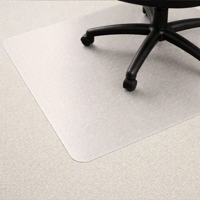 Alt view image 4 of 6 - Office Chair Mat for Low Pile Carpets 30" x 48 Clear Vinyl Protector Mat for Under Desks, Rectangular PVC Carpeted Floor Mat for Gaming Chairs and Computer Desks, Shipped Flat