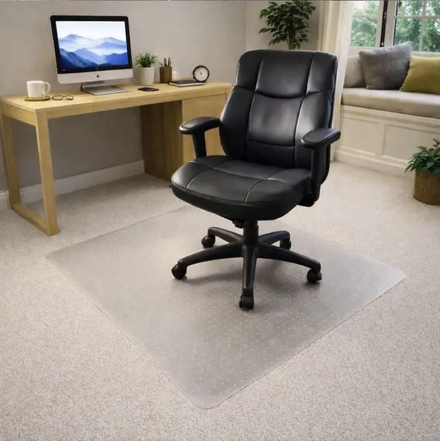 Alt view image 5 of 6 - Office Chair Mat for Low Pile Carpets 36" x 48, Clear Vinyl Protector Mat for Under Desks, Rectangular PVC Carpeted Floor Mat for Gaming Chairs and Computer Desks