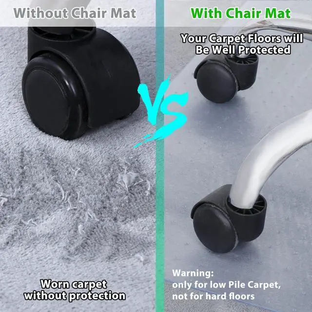 Alt view image 3 of 6 - Office Chair Mat for Low Pile Carpet with Lip, Heavy Duty Floor Mats PVC Carpet Protector for Home Office (4)
