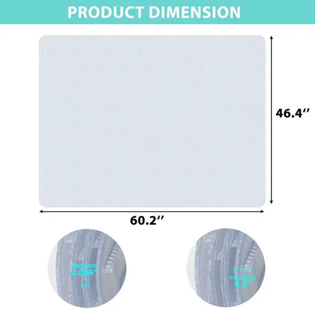 Alt view image 4 of 6 - Office Chair Mat for Low Pile Carpet with Lip, Heavy Duty Floor Mats PVC Carpet Protector for Home Office (4)