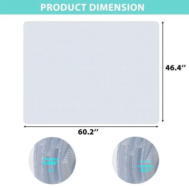 Alt view image 4 of 6 - Office Chair Mat for Low Pile Carpet with Lip, Heavy Duty Floor Mats PVC Carpet Protector for Home Office (3)