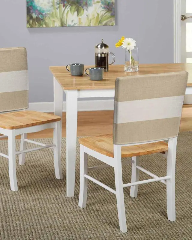 Alt view image 5 of 6 - Chair Back Cover for Dining Room Set of 6 Farmhouse Khaki and Vintage Brown Color Block Striped Kitchen Chair Protecter Slipcovers for Holiday Party,Weeding,Banquet,Events Decor Burlap Texture