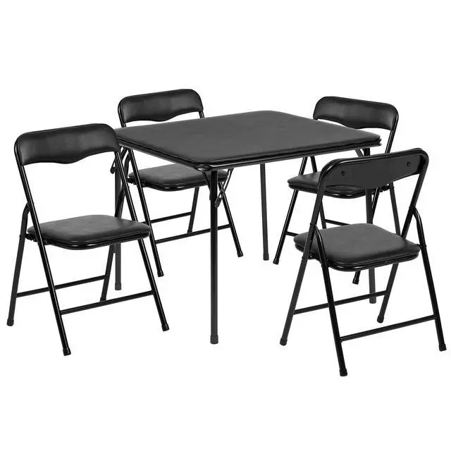 Alt view image 2 of 6 - Kids Black 5 Piece Folding Activity Table and Chair Set for Home & Daycare