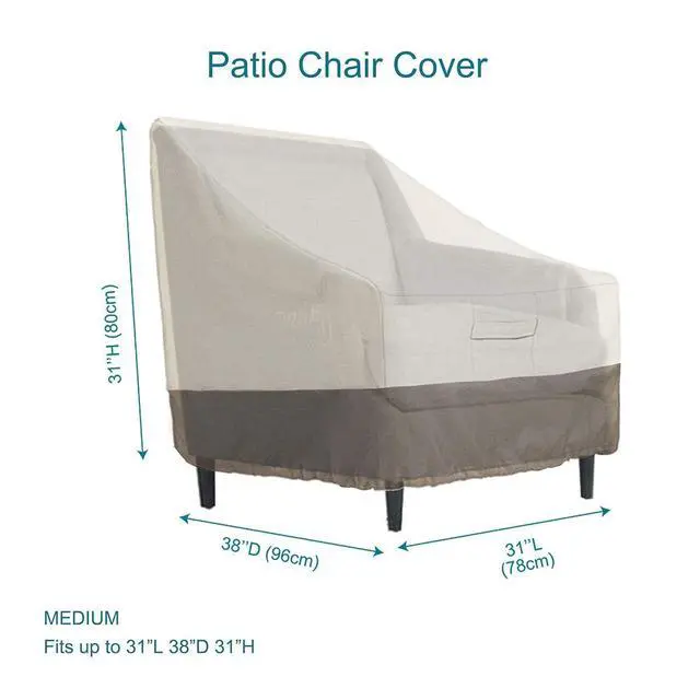 Alt view image 2 of 6 - Patio Chair Covers Set of 2, Outdoor Furniture Cover Waterproof & Heavy Duty Deep Seating Lounge Chair Cover for Deck Lawn Garden, Medium, W31 x D38 x H31