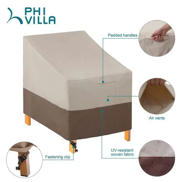 Alt view image 3 of 6 - Patio Chair Covers Set of 2, Outdoor Furniture Cover Waterproof & Heavy Duty Deep Seating Lounge Chair Cover for Deck Lawn Garden, Medium, W31 x D38 x H31