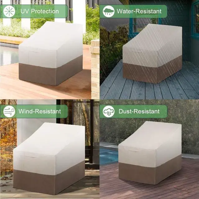 Alt view image 5 of 6 - Patio Chair Covers Set of 2, Outdoor Furniture Cover Waterproof & Heavy Duty Deep Seating Lounge Chair Cover for Deck Lawn Garden, Medium, W31 x D38 x H31