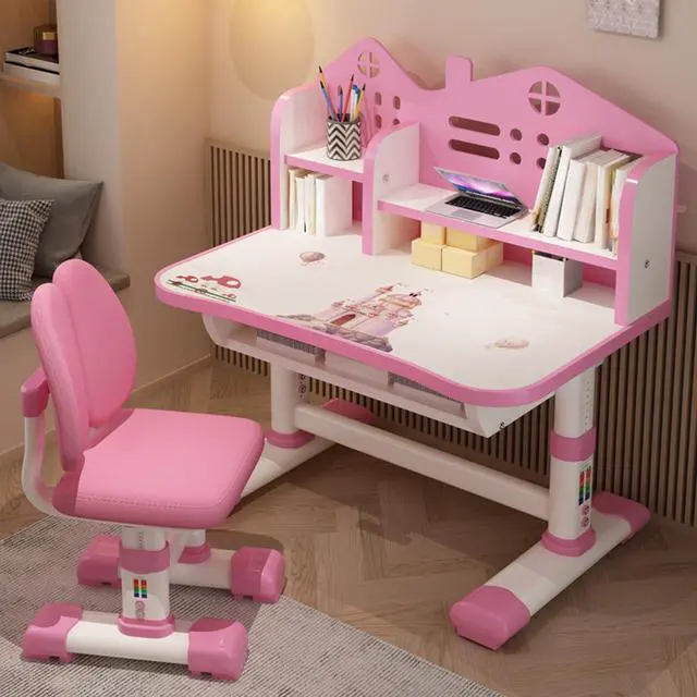 Main image of Children's Table and Chair Sets, 3-16 Years Adjustable Height Table and Chairs Elementary and Middle School Students' Desks Ergonomic Study Table and Chair Sets with Drawers