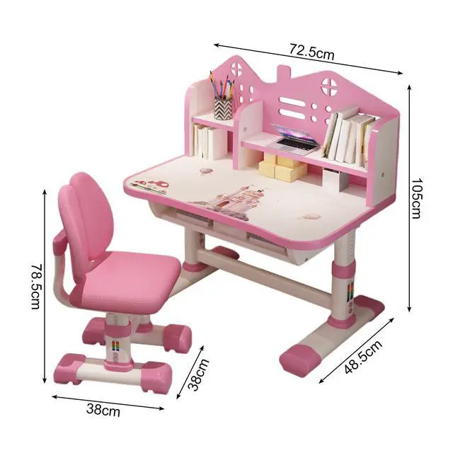 Alt view image 6 of 6 - Children's Table and Chair Sets, 3-16 Years Adjustable Height Table and Chairs Elementary and Middle School Students' Desks Ergonomic Study Table and Chair Sets with Drawers