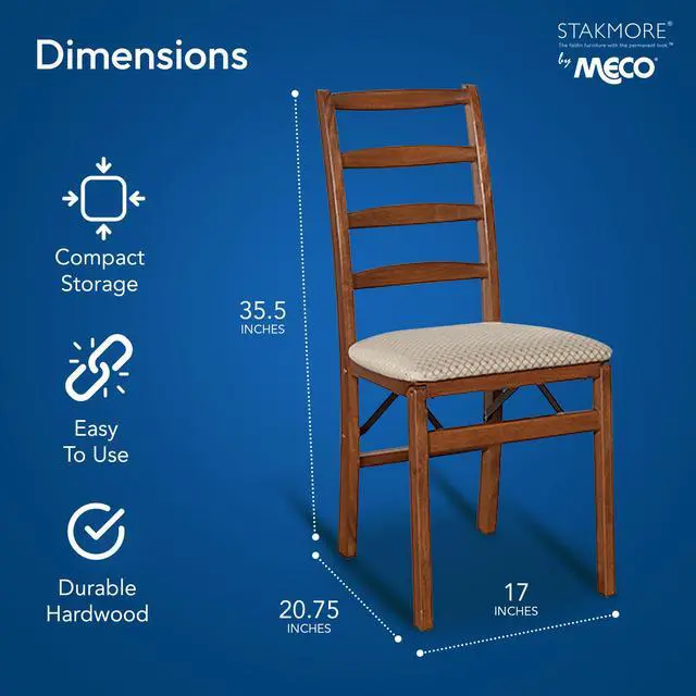 Alt view image 3 of 6 - Meco 0560.6H792 Shaker Ladderback Folding Chair (Set of 2), Cherry