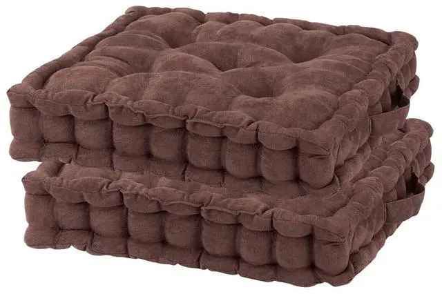 Main image of Chocolate Tufted Booster Cushion Set of 2
