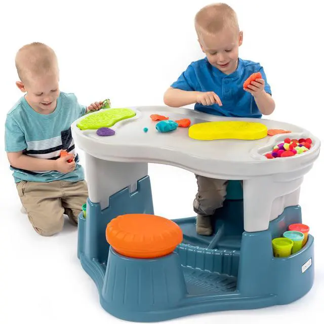 Main image of Kids' Sensory Table with Active Seating and Art Storage, Toddler Activity Table and Chairs Set for Ages 1-1/2 to 6, Multicolor