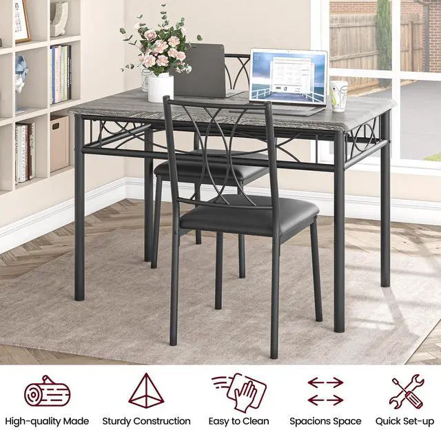 Alt view image 5 of 6 - Dining Table Set for 4, Compact Kitchen Table with 4 Upholstered Chairs, 5-Piece Kitchen Table Set for Small Space, Dining Room, Apartment, Retro Gary