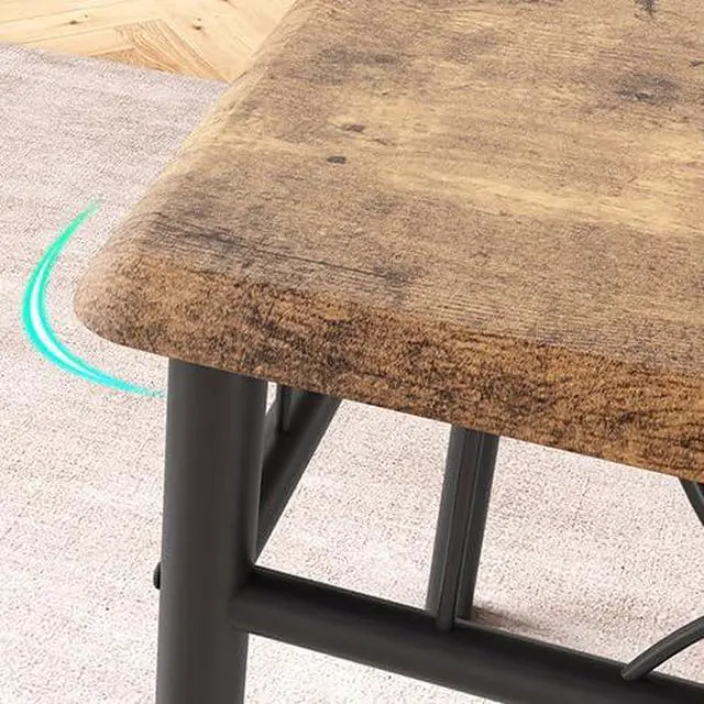 Alt view image 6 of 6 - Dining Table Set for 2, Kitchen Table with 2 Upholstered Chairs, Wood 3-Piece Kitchen Dining Room Table Set for Apartment, Small Space, Space Saving, Retro Brown